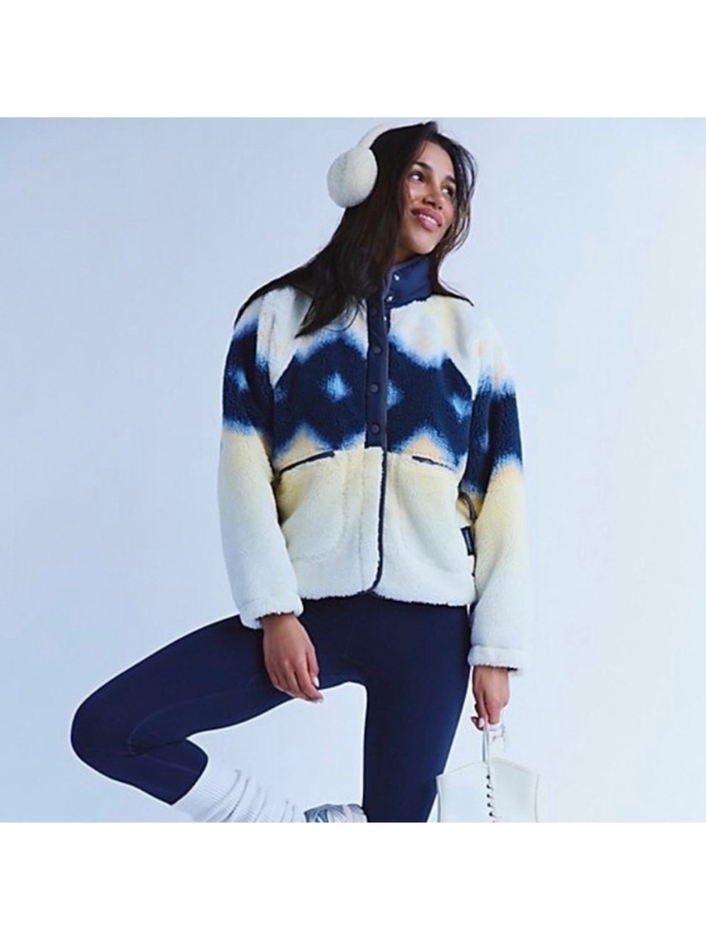 NWOT FREE PEOPLE FP MOVEMENT Hit The Slopes Fleece Jacket - Soft Glow-Sun Combo